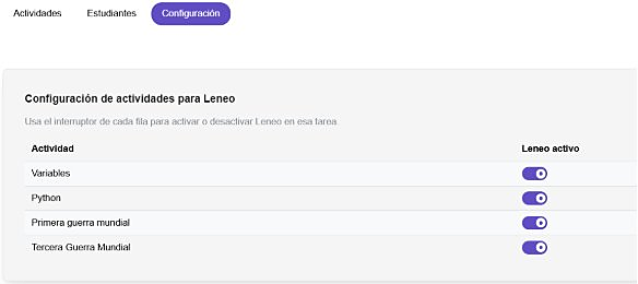 Ajustes generales en panel de configuraciones