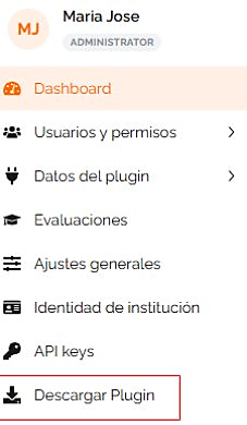 Menú Descargar plugin y última versión estable