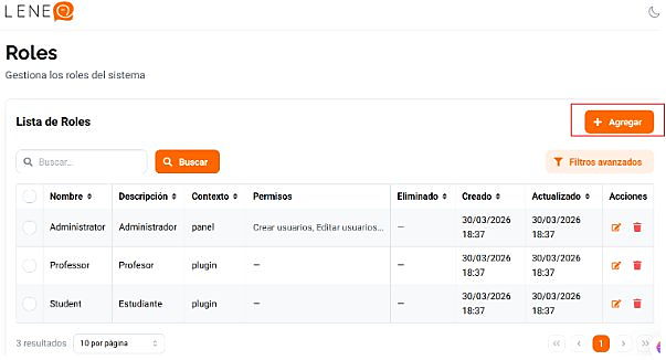 Formulario de rol — contexto Panel o Moodle